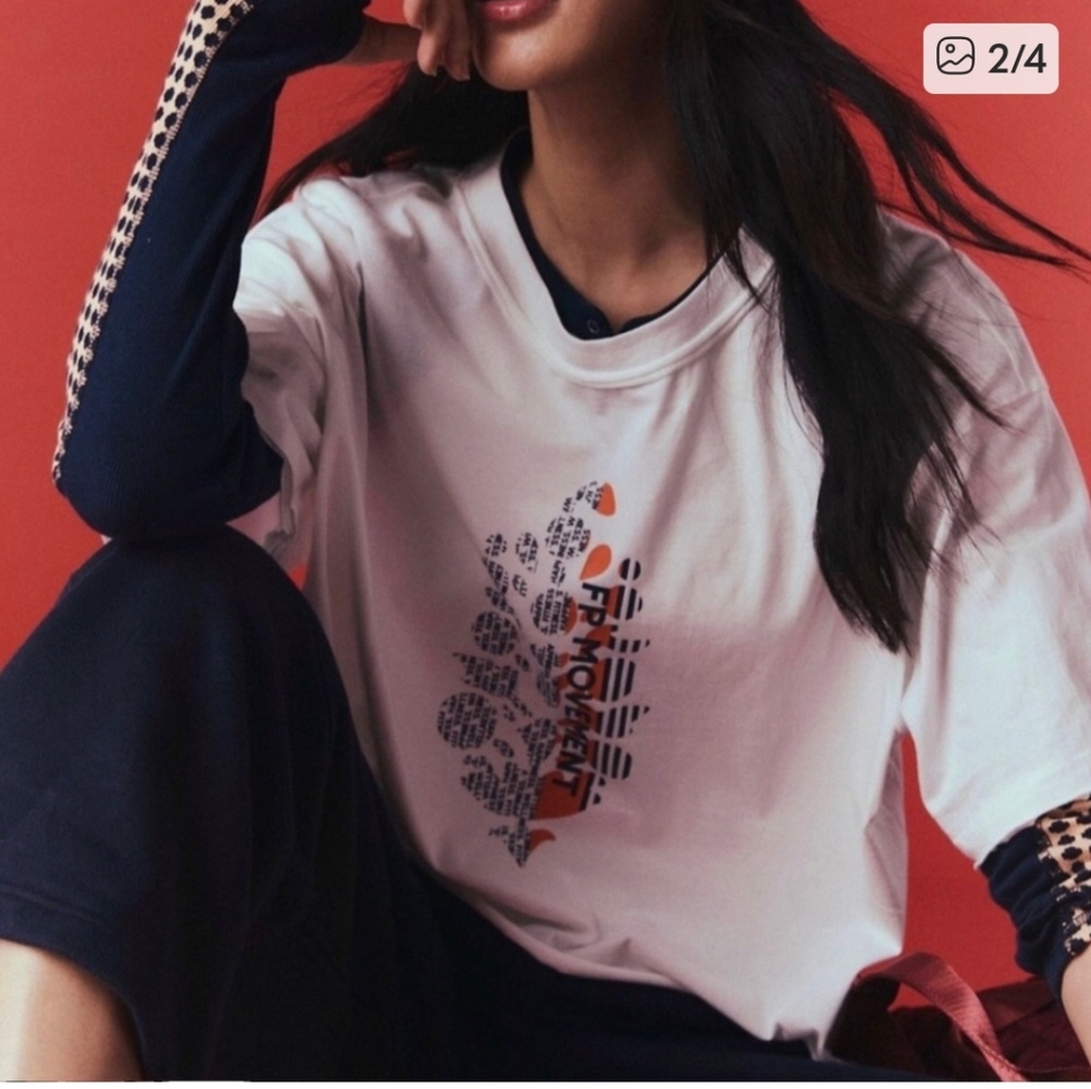 FP Movement Inspire Buti Logo White Women's Top NWT MEDIUM